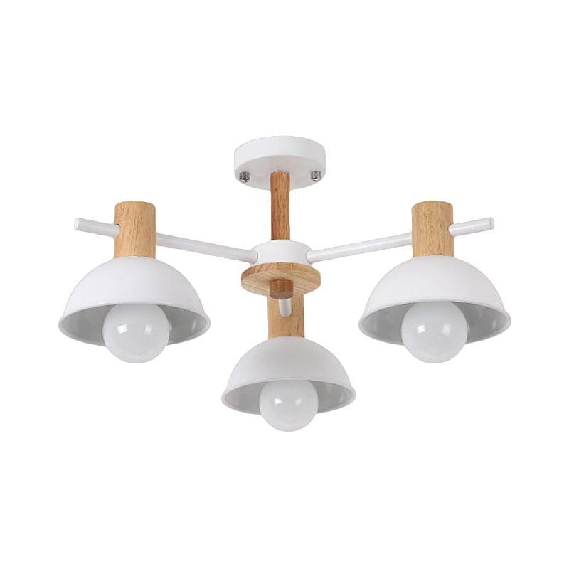 Dome Rubber Chandelier Pendant Light Modern 3/6 Lights White Led Ceiling Hung Fixture with Radial Design Clearhalo 'Ceiling Lights' 'Chandeliers' 'Modern Chandeliers' 'Modern' Lighting' 230435