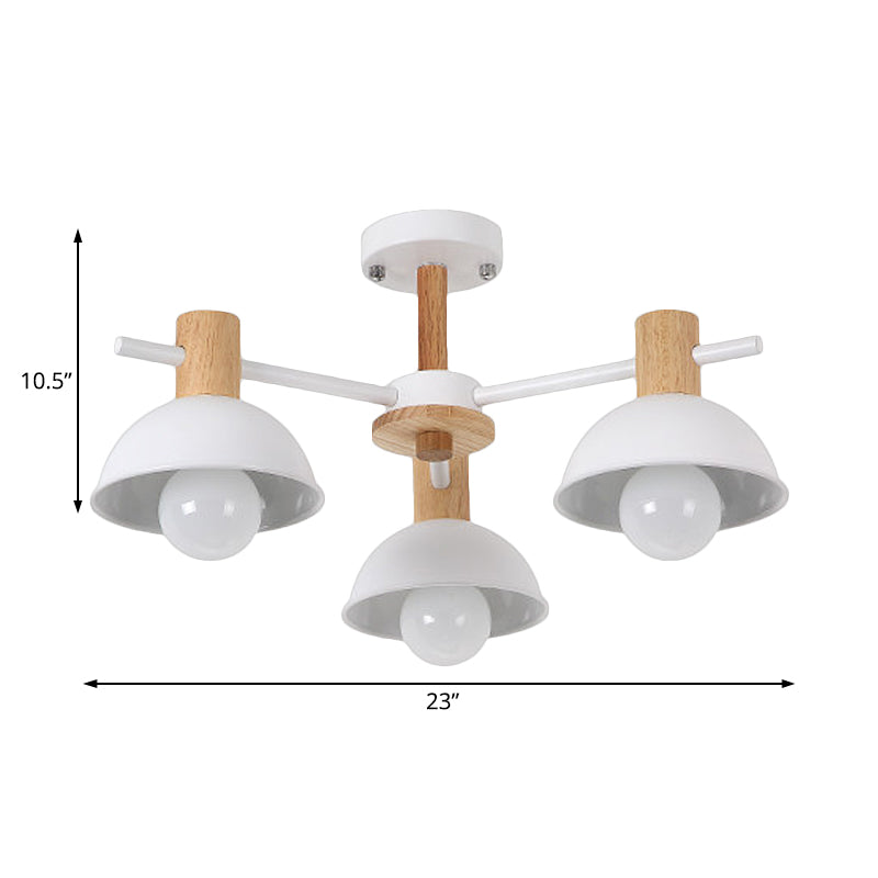 Dome Rubber Chandelier Pendant Light Modern 3/6 Lights White Led Ceiling Hung Fixture with Radial Design Clearhalo 'Ceiling Lights' 'Chandeliers' 'Modern Chandeliers' 'Modern' Lighting' 230436