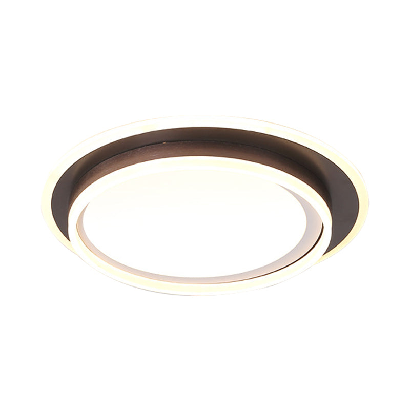 White Round Flush Mount Lighting Contemporary Led 16"/19.5" Wide Metal Flush Mount Light Fixture with Frosted Diffuser in White/Warm Light Clearhalo 'Ceiling Lights' 'Close To Ceiling Lights' 'Close to ceiling' 'Flush mount' Lighting' 230440