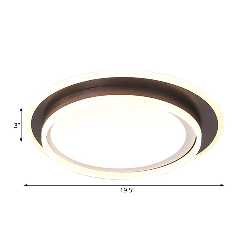 White Round Flush Mount Lighting Contemporary Led 16"/19.5" Wide Metal Flush Mount Light Fixture with Frosted Diffuser in White/Warm Light Clearhalo 'Ceiling Lights' 'Close To Ceiling Lights' 'Close to ceiling' 'Flush mount' Lighting' 230442