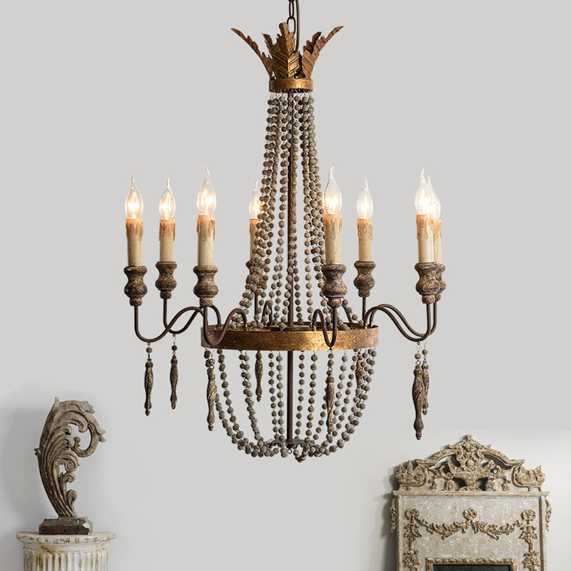 Rust Spur Empire Chandelier Traditional Metal 8/10 Bulbs Pendant Light Fixture for Living Room Clearhalo 'Ceiling Lights' 'Chandeliers' Lighting' options 230443