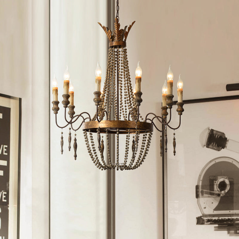 Rust Spur Empire Chandelier Traditional Metal 8/10 Bulbs Pendant Light Fixture for Living Room Clearhalo 'Ceiling Lights' 'Chandeliers' Lighting' options 230446