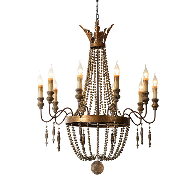 Rust Spur Empire Chandelier Traditional Metal 8/10 Bulbs Pendant Light Fixture for Living Room Clearhalo 'Ceiling Lights' 'Chandeliers' Lighting' options 230448