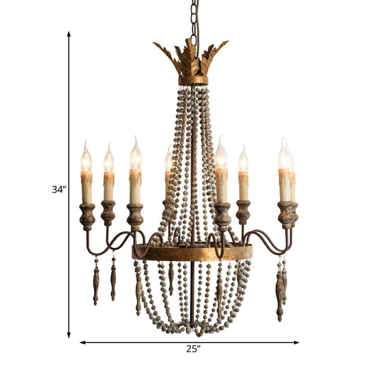 Rust Spur Empire Chandelier Traditional Metal 8/10 Bulbs Pendant Light Fixture for Living Room Clearhalo 'Ceiling Lights' 'Chandeliers' Lighting' options 230449