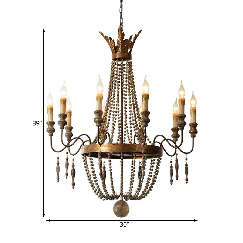 Rust Spur Empire Chandelier Traditional Metal 8/10 Bulbs Pendant Light Fixture for Living Room Clearhalo 'Ceiling Lights' 'Chandeliers' Lighting' options 230450