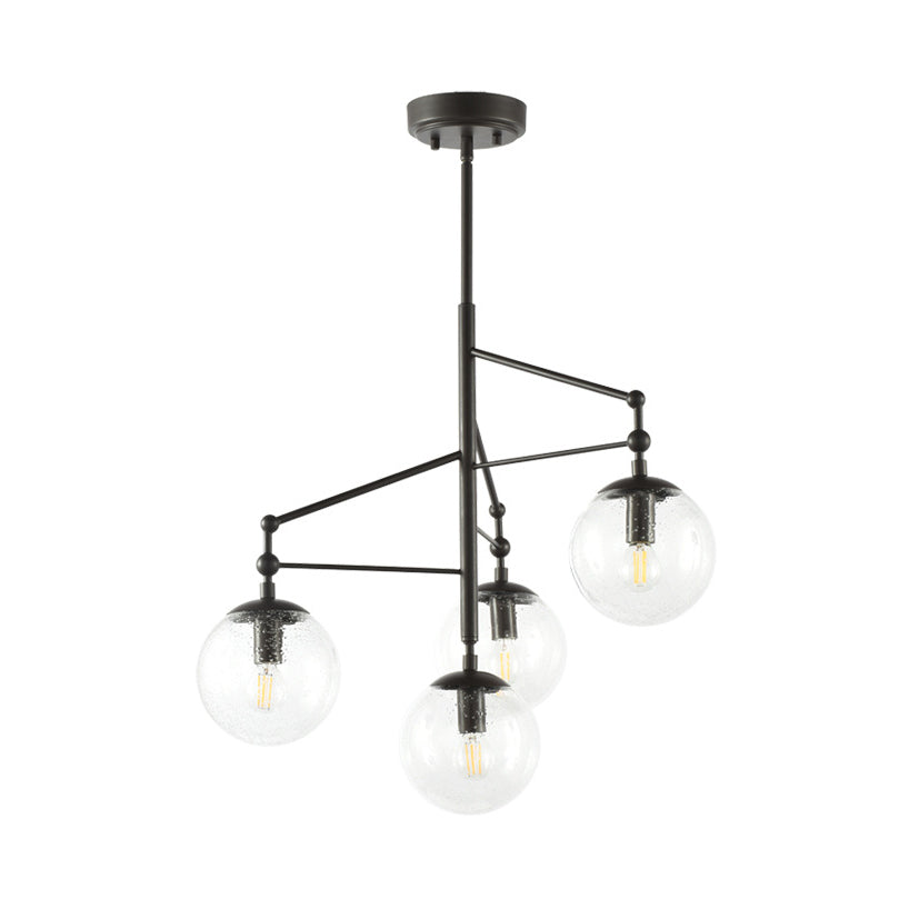 Globe Clear Frosted Glass Chandelier Contemporary 4 Lights Black Hanging Light Fixture Clearhalo 'Ceiling Lights' 'Chandeliers' 'Glass shade' 'Glass' 'Modern Chandeliers' 'Modern' Lighting' 230484