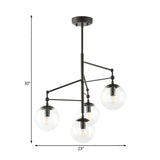 Globe Clear Frosted Glass Chandelier Contemporary 4 Lights Black Hanging Light Fixture Clearhalo 'Ceiling Lights' 'Chandeliers' 'Glass shade' 'Glass' 'Modern Chandeliers' 'Modern' Lighting' 230485