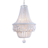 Jar Empire Chandelier Modern Wood 8 Bulbs Hanging Ceiling Light in White with Global Drop Clearhalo 'Ceiling Lights' 'Chandeliers' Lighting' options 230488