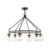 Clear Frosted Glass Sphere Chandelier Modernist Multi Lights Black Hanging Light Kit with Circle Ring Design Clearhalo 'Ceiling Lights' 'Chandeliers' 'Glass shade' 'Glass' 'Modern Chandeliers' 'Modern' Lighting' 230503