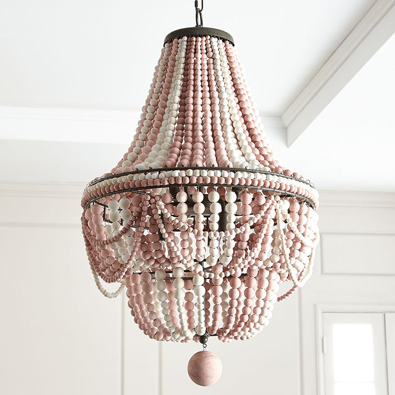 Pink/Blue Laser Cut Empire Chandelier Nordic Wood 8 Heads Pendant Lighting Fixture with Spherical Drop Clearhalo 'Ceiling Lights' 'Chandeliers' Lighting' options 230507