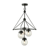 Global Clear Glass Pendant Chandelier with Triangle Design Modernist 4 Lights Black Hanging Light Fixture Clearhalo 'Ceiling Lights' 'Chandeliers' 'Close To Ceiling Lights' 'Glass shade' 'Glass' 'Modern Chandeliers' 'Modern' Lighting' 230519