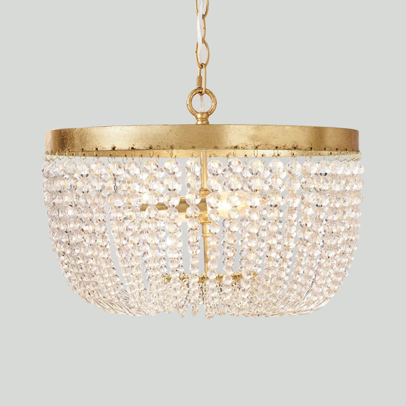 16"/19.5" Wide Dome Chandelier Lighting Modern Crystal Brass 3/5 Bulbs Hanging Ceiling Light Clearhalo 'Ceiling Lights' 'Chandeliers' Lighting' options 230573