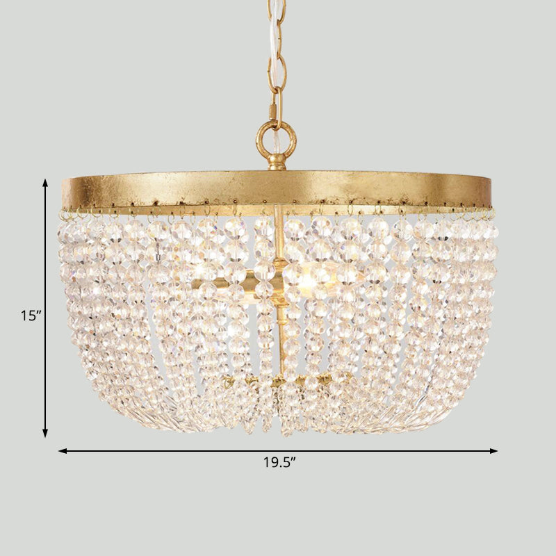 16"/19.5" Wide Dome Chandelier Lighting Modern Crystal Brass 3/5 Bulbs Hanging Ceiling Light Clearhalo 'Ceiling Lights' 'Chandeliers' Lighting' options 230575
