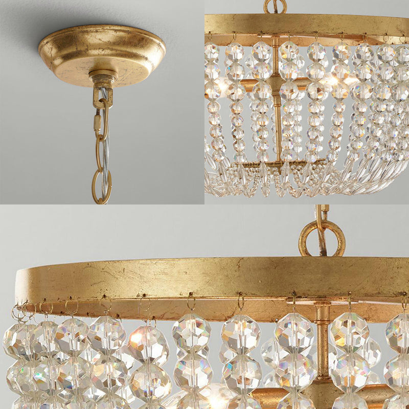 16"/19.5" Wide Dome Chandelier Lighting Modern Crystal Brass 3/5 Bulbs Hanging Ceiling Light Clearhalo 'Ceiling Lights' 'Chandeliers' Lighting' options 230576