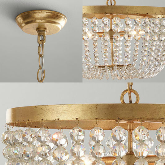 16"/19.5" Wide Dome Chandelier Lighting Modern Crystal Brass 3/5 Bulbs Hanging Ceiling Light Clearhalo 'Ceiling Lights' 'Chandeliers' Lighting' options 230576