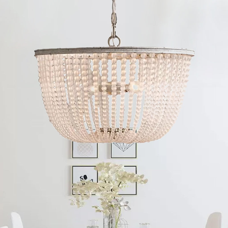 Bowl Pendant Chandelier Minimalist Crystal 3 Bulbs Distressed White Hanging Lamp for Bedroom Clearhalo 'Ceiling Lights' 'Chandeliers' Lighting' options 230584
