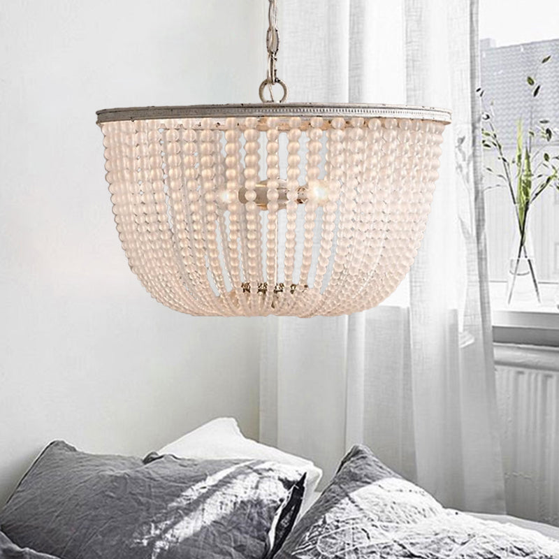 Bowl Pendant Chandelier Minimalist Crystal 3 Bulbs Distressed White Hanging Lamp for Bedroom Clearhalo 'Ceiling Lights' 'Chandeliers' Lighting' options 230585