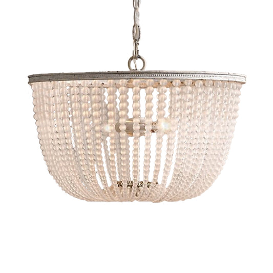 Bowl Pendant Chandelier Minimalist Crystal 3 Bulbs Distressed White Hanging Lamp for Bedroom Clearhalo 'Ceiling Lights' 'Chandeliers' Lighting' options 230586