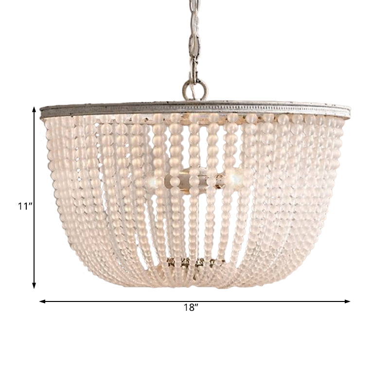 Bowl Pendant Chandelier Minimalist Crystal 3 Bulbs Distressed White Hanging Lamp for Bedroom Clearhalo 'Ceiling Lights' 'Chandeliers' Lighting' options 230587