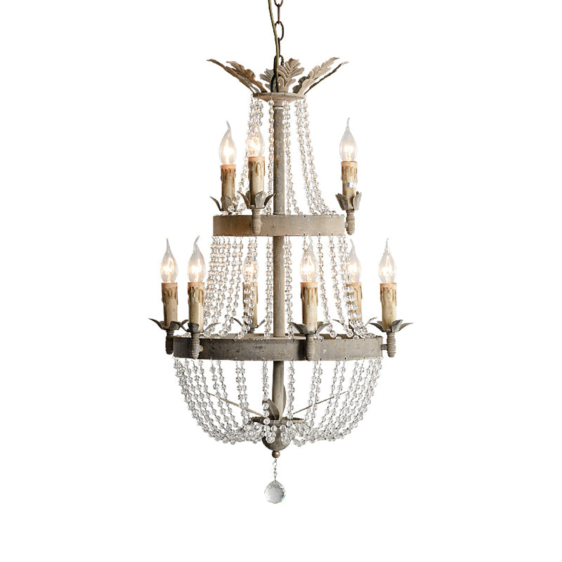 2-Tier Ceiling Chandelier Modernism Clear Crystal 9 Heads Hanging Light Fixture with Global Drop Clearhalo 'Ceiling Lights' 'Chandeliers' Lighting' options 230595