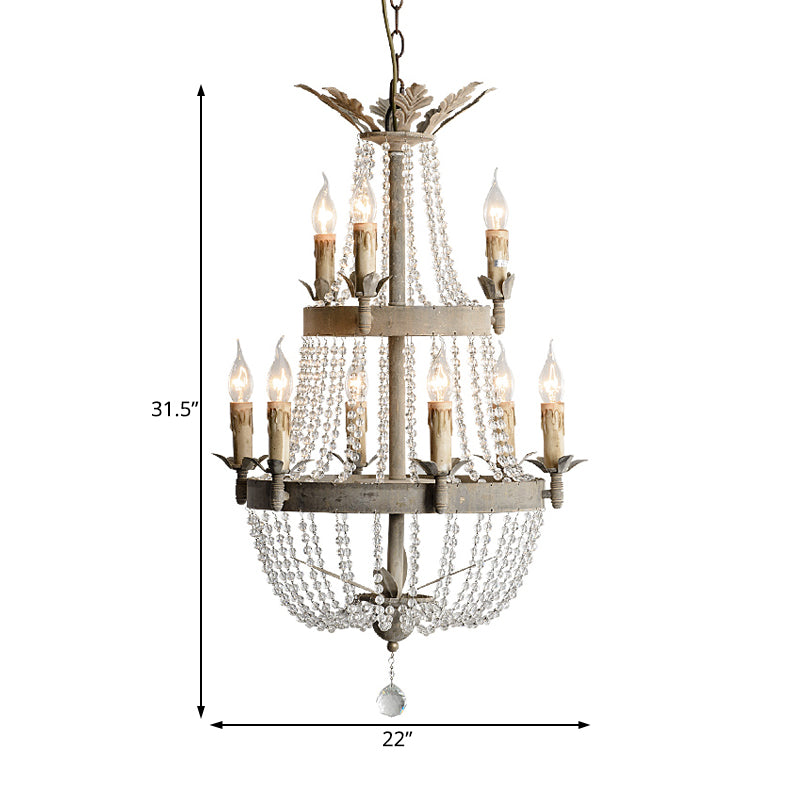 2-Tier Ceiling Chandelier Modernism Clear Crystal 9 Heads Hanging Light Fixture with Global Drop Clearhalo 'Ceiling Lights' 'Chandeliers' Lighting' options 230596