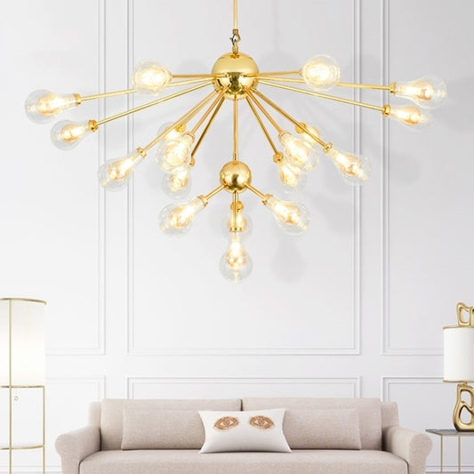 Sputnik Metal Chandelier Pendant with Clear Glass Bulb Shade Modern Multi Lights Gold Led Hanging Light Fixture Gold Clearhalo 'Ceiling Lights' 'Chandeliers' 'Modern Chandeliers' 'Modern' Lighting' 230597