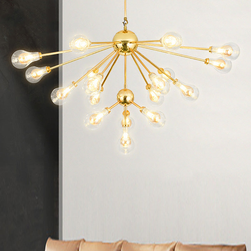 Sputnik Metal Chandelier Pendant with Clear Glass Bulb Shade Modern Multi Lights Gold Led Hanging Light Fixture Clearhalo 'Ceiling Lights' 'Chandeliers' 'Modern Chandeliers' 'Modern' Lighting' 230598