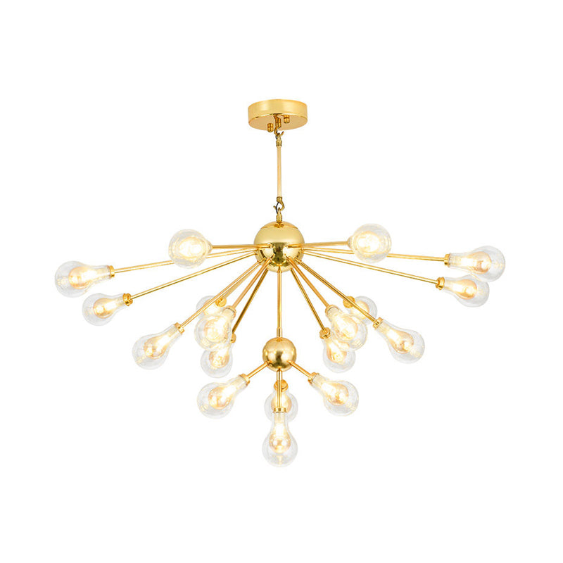 Sputnik Metal Chandelier Pendant with Clear Glass Bulb Shade Modern Multi Lights Gold Led Hanging Light Fixture Clearhalo 'Ceiling Lights' 'Chandeliers' 'Modern Chandeliers' 'Modern' Lighting' 230599