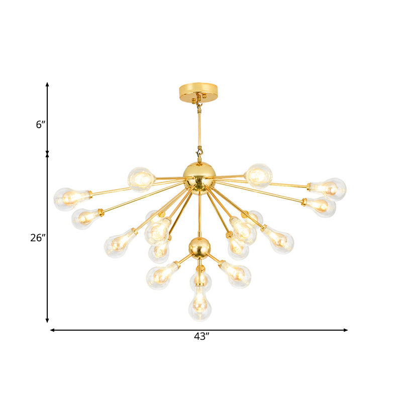 Sputnik Metal Chandelier Pendant with Clear Glass Bulb Shade Modern Multi Lights Gold Led Hanging Light Fixture Clearhalo 'Ceiling Lights' 'Chandeliers' 'Modern Chandeliers' 'Modern' Lighting' 230600