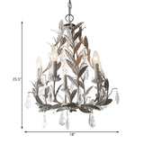 Branch Chandelier Lamp Nordic Metal 5 Heads Grey/White Pendant Lighting Fixture with Crystal Teardrop Clearhalo 'Ceiling Lights' 'Chandeliers' Lighting' options 230634