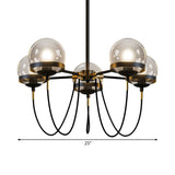 Global Clear Glass Pendant Chandelier Modernist Multi Lights Black/Gold Hanging Light Kit with Inner Smoke Glass Ball Shade Clearhalo 'Ceiling Lights' 'Chandeliers' 'Close To Ceiling Lights' 'Glass shade' 'Glass' 'Modern Chandeliers' 'Modern' Lighting' 230639