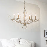 Spur Chandelier Light Contemporary Metal 6 Heads Brass Hanging Lamp Kit with Crystal Leaf Clearhalo 'Ceiling Lights' 'Chandeliers' Lighting' options 230663