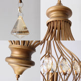 Traditional Ball Hanging Chandelier Metal 3 Bulbs Suspension Light in Brass with Crystal Teardrop Clearhalo 'Ceiling Lights' 'Chandeliers' Lighting' options 230685