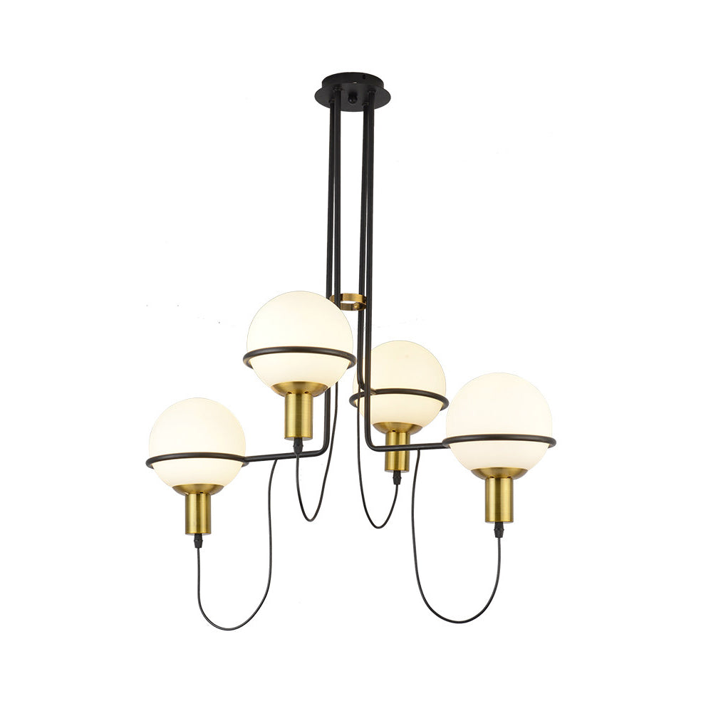 Metal Radial Chandelier Lamp Contemporary 2/4 Lights Gold Hanging Pendant Light with Clear Glass Round Shade Clearhalo 'Ceiling Lights' 'Chandeliers' 'Modern Chandeliers' 'Modern' Lighting' 230692