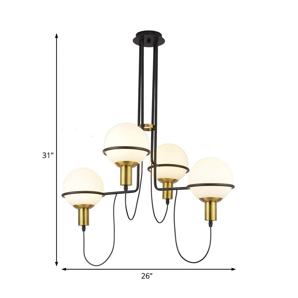 Metal Radial Chandelier Lamp Contemporary 2/4 Lights Gold Hanging Pendant Light with Clear Glass Round Shade Clearhalo 'Ceiling Lights' 'Chandeliers' 'Modern Chandeliers' 'Modern' Lighting' 230693