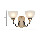 Gold Dome Wall Mount Light Traditional Frosted Glass 1/2-Light Living Room Sconce Light with Wavy Arm Clearhalo 'Wall Lamps & Sconces' 'Wall Lights' Lighting' 230731