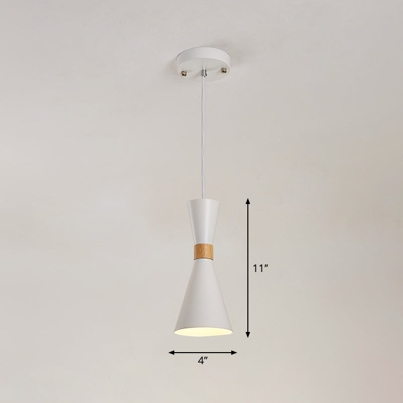 Hourglass Pendant Light Fixture Nordic Metallic 1-Light Bedside Hanging Ceiling Light Clearhalo 'Ceiling Lights' 'Pendant Lights' 'Pendants' Lighting' 2307378