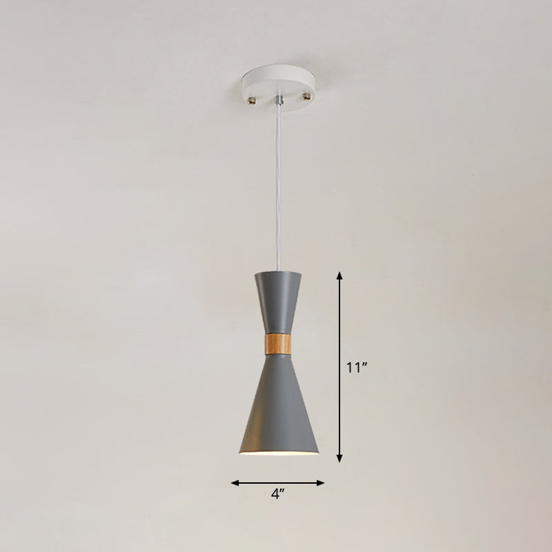 Hourglass Pendant Light Fixture Nordic Metallic 1-Light Bedside Hanging Ceiling Light Grey Clearhalo 'Ceiling Lights' 'Pendant Lights' 'Pendants' Lighting' 2307381_2b47fa43-b427-411c-9f48-4621403035a0