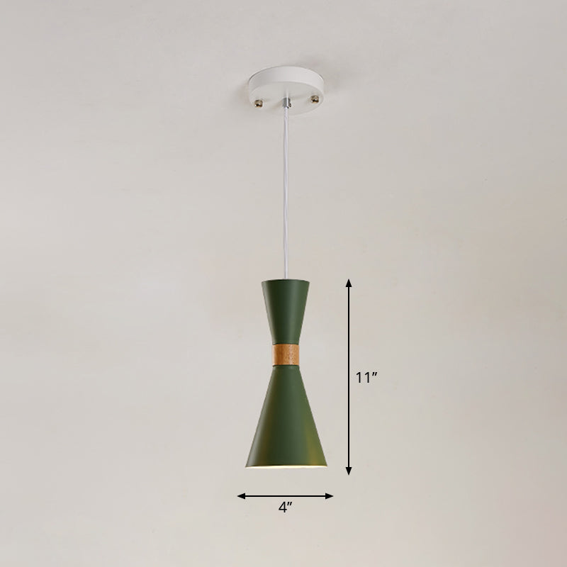 Hourglass Pendant Light Fixture Nordic Metallic 1-Light Bedside Hanging Ceiling Light Clearhalo 'Ceiling Lights' 'Pendant Lights' 'Pendants' Lighting' 2307382