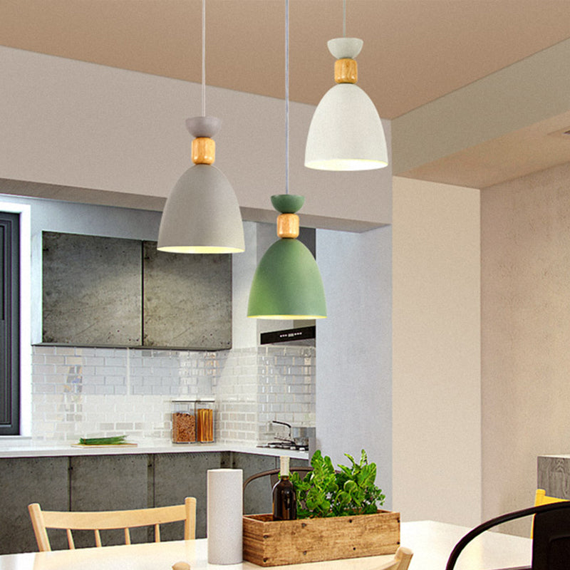 Bell Dining Room Down Lighting Pendant Metal Single-Bulb Nordic Style Hanging Light Clearhalo 'Ceiling Lights' 'Pendant Lights' 'Pendants' Lighting' 2307383