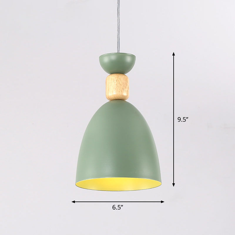 Bell Dining Room Down Lighting Pendant Metal Single-Bulb Nordic Style Hanging Light Green Clearhalo 'Ceiling Lights' 'Pendant Lights' 'Pendants' Lighting' 2307387_bb3dace5-1329-40bf-b589-82906f3256d8