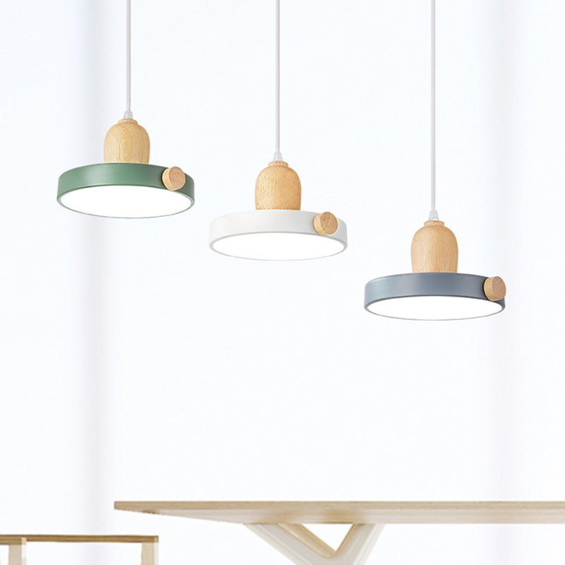 Nordic Pot Lid LED Pendant Lamp Acrylic 3-Head Dining Room Multi Ceiling Light in White and Wood Clearhalo 'Ceiling Lights' 'Pendant Lights' 'Pendants' Lighting' 2307399