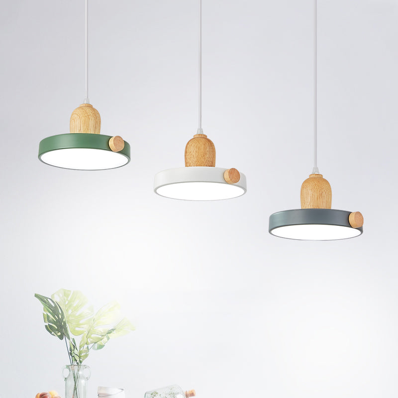 Nordic Pot Lid LED Pendant Lamp Acrylic 3-Head Dining Room Multi Ceiling Light in White and Wood Clearhalo 'Ceiling Lights' 'Pendant Lights' 'Pendants' Lighting' 2307401