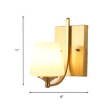 Frosted Glass Brass Sconce Light Conical 1-Light Modern Wall Mounted Light with Swooping Arm for Foyer Clearhalo 'Wall Lamps & Sconces' 'Wall Lights' Lighting' 230741