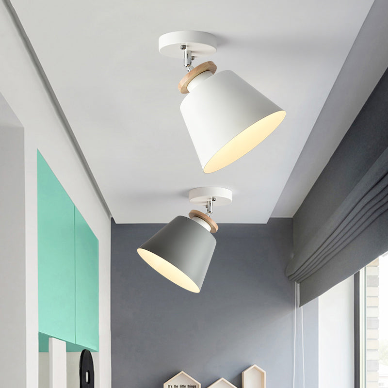 Upside-Down Trifle Ceiling Flush Light Macaron Metal 1-Light Corridor Adjustable Semi Flush Mount Lighting Clearhalo 'Ceiling Lights' 'Close To Ceiling Lights' 'Close to ceiling' 'Semi-flushmount' Lighting' 2307429