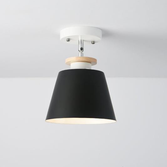 Upside-Down Trifle Ceiling Flush Light Macaron Metal 1-Light Corridor Adjustable Semi Flush Mount Lighting Black Clearhalo 'Ceiling Lights' 'Close To Ceiling Lights' 'Close to ceiling' 'Semi-flushmount' Lighting' 2307430