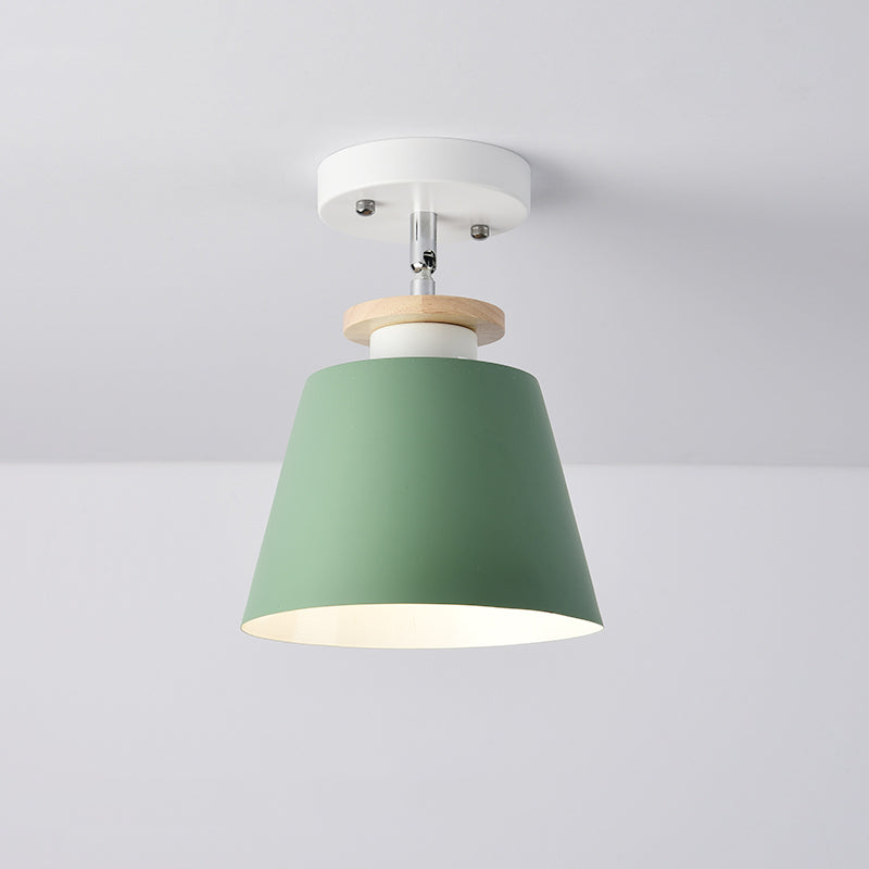 Upside-Down Trifle Ceiling Flush Light Macaron Metal 1-Light Corridor Adjustable Semi Flush Mount Lighting Green Clearhalo 'Ceiling Lights' 'Close To Ceiling Lights' 'Close to ceiling' 'Semi-flushmount' Lighting' 2307435