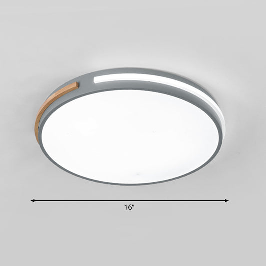 Bedroom Ceiling Light Fixture Minimalist Flush Mount Led Light with Round Acrylic Shade Grey 16" Clearhalo 'Ceiling Lights' 'Close To Ceiling Lights' 'Close to ceiling' 'Flush mount' Lighting' 2307452