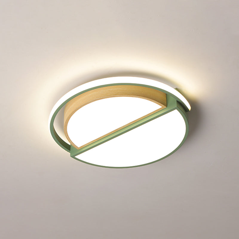 LED Round Flush Ceiling Light Nordic Creative Acrylic Flush Mount Lighting for Bedroom Green 16.5" Warm Clearhalo 'Ceiling Lights' 'Close To Ceiling Lights' 'Close to ceiling' 'Flush mount' Lighting' 2307465