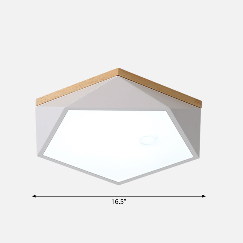 Nordic Geometric Flush Mount Led Light Nordic Metal Bedroom Ceiling Fixture with Acrylic Diffuser White 16.5" Clearhalo 'Ceiling Lights' 'Close To Ceiling Lights' 'Close to ceiling' 'Flush mount' Lighting' 2307490